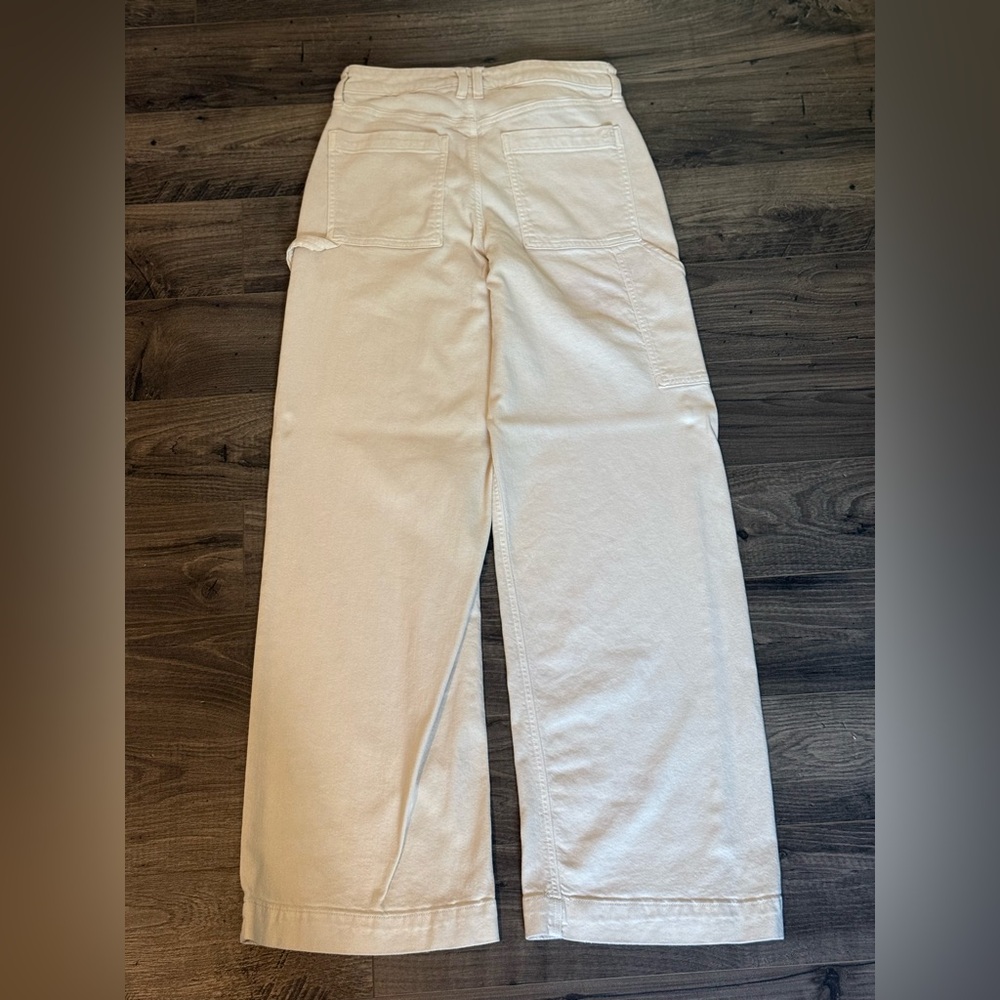 American Eagle Outfitters Cream Wide Leg Jeans - Picture 3 of 5